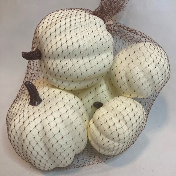 7pc Off White Pumpkins Gourds Fall Thanksgiving Tiered Tray Table Decor Crafts - Picture 2 of 4